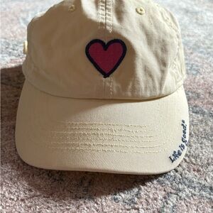 Beige Cap with Heart Embroidery